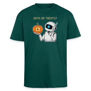 Data or Treats ? - Unisex Oversized Heavyweight T-shirt - hunter green - Front - Alina (178cm) & Michal (187cm)