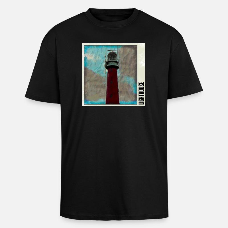 Leuchtturm im Sturm - Oversized Heavyweight Unisex T-Shirt - Schwarz