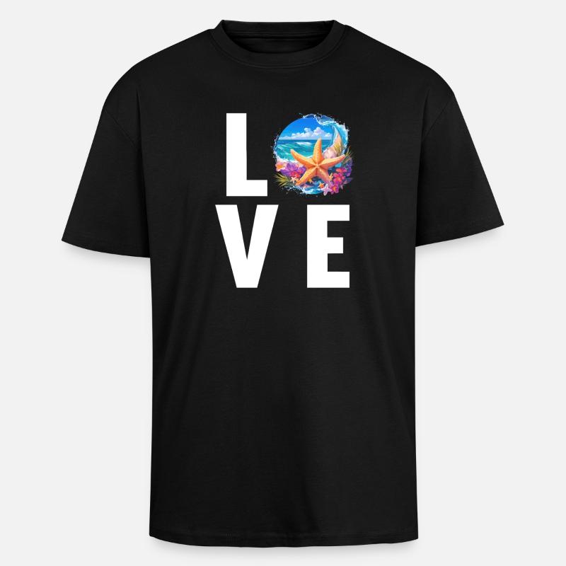 Étoile de mer Étoile de mer - T-shirt unisexe oversize épais - noir
