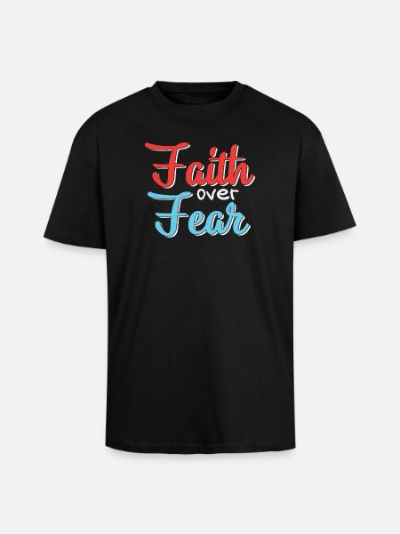 Faith Over Fear Motif Design - Unisex Oversized Heavyweight T-shirt - black