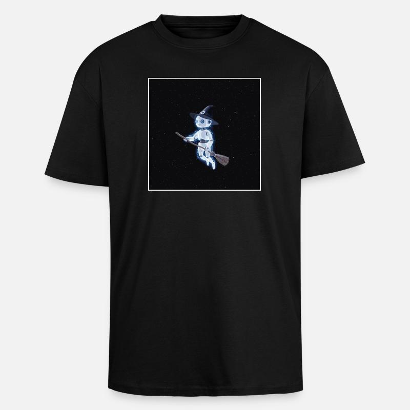 Robot witch in space - Unisex Oversized Heavyweight T-shirt - black