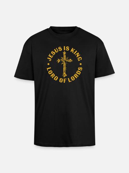 Broken Golden Cross Design - Unisex Oversized Heavyweight T-shirt - black