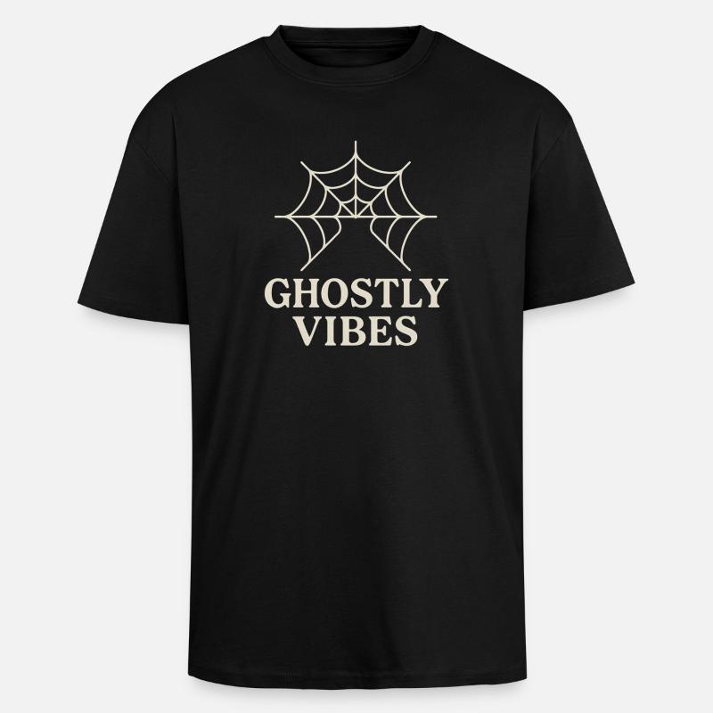 Spider web design with ghostly vibes - Unisex Oversized Heavyweight T-shirt - black