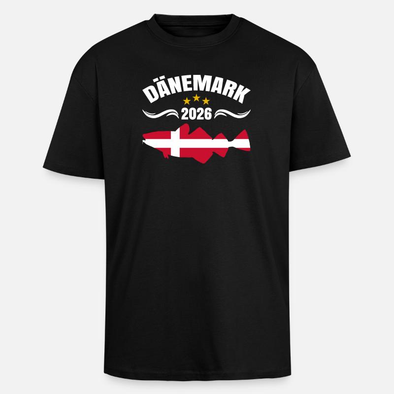 Vacances de pêche Danemark 2026 - T-shirt unisexe oversize épais - noir