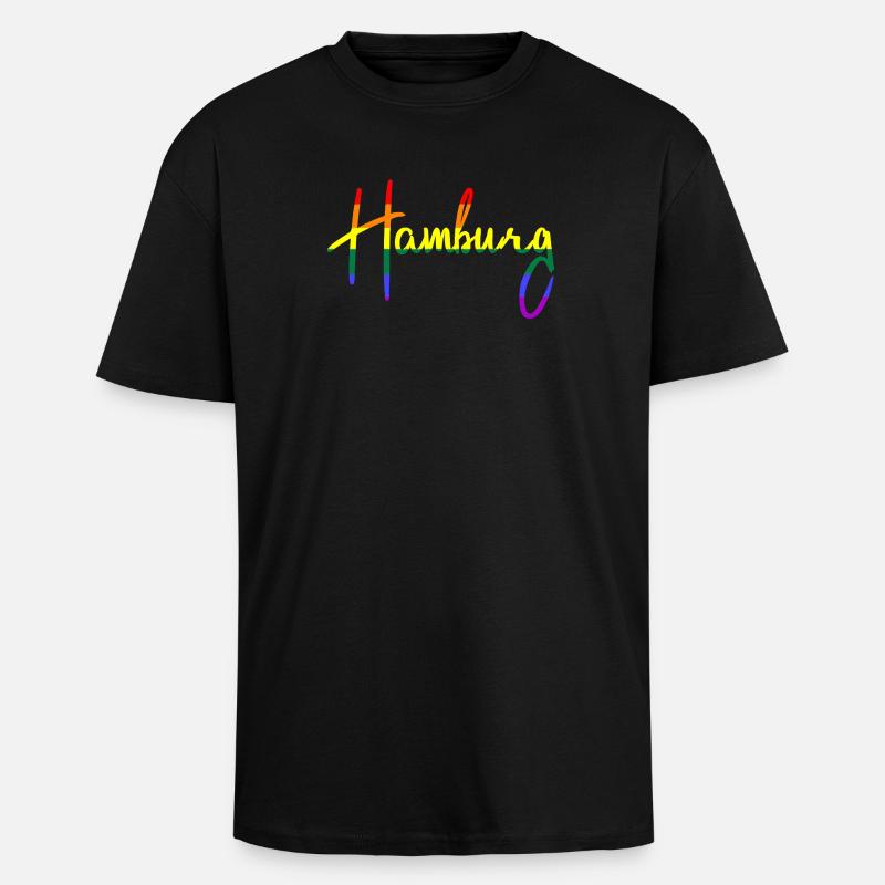 Hamburg - Regenbogen - Regenbogenfarben - Oversized Heavyweight Unisex T-Shirt - Schwarz
