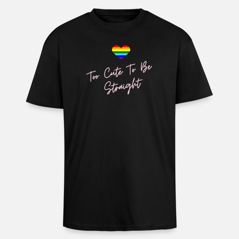 Rainbow Heart Pride LGBTQ Design - Unisex Oversized Heavyweight T-shirt - black