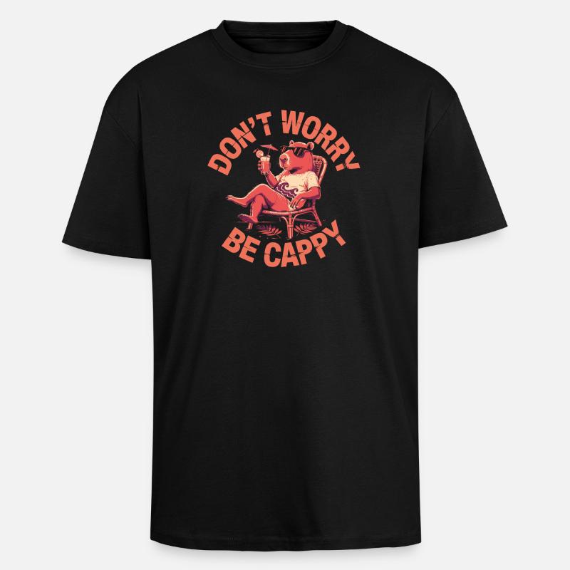 Capybara Guinea Pig Capybara - Unisex Oversized Heavyweight T-shirt - black