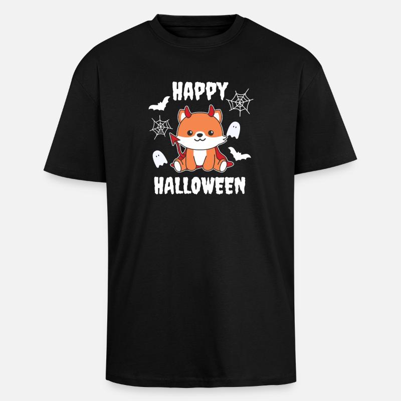 Fox Happy Halloween Devil Costume - Unisex Oversized Heavyweight T-shirt - black