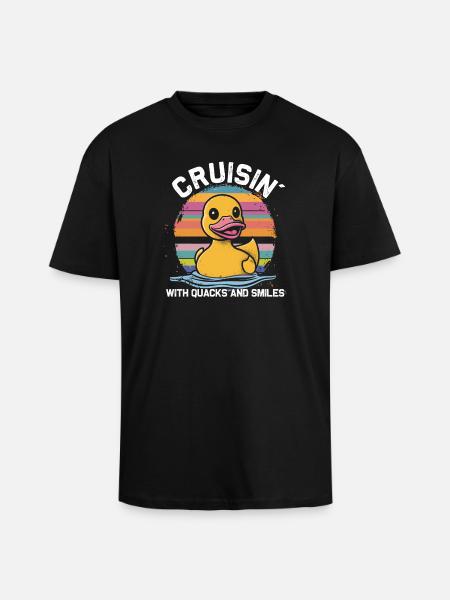 Rubber duck crew enjoys cruise - Unisex Oversized Heavyweight T-shirt - black