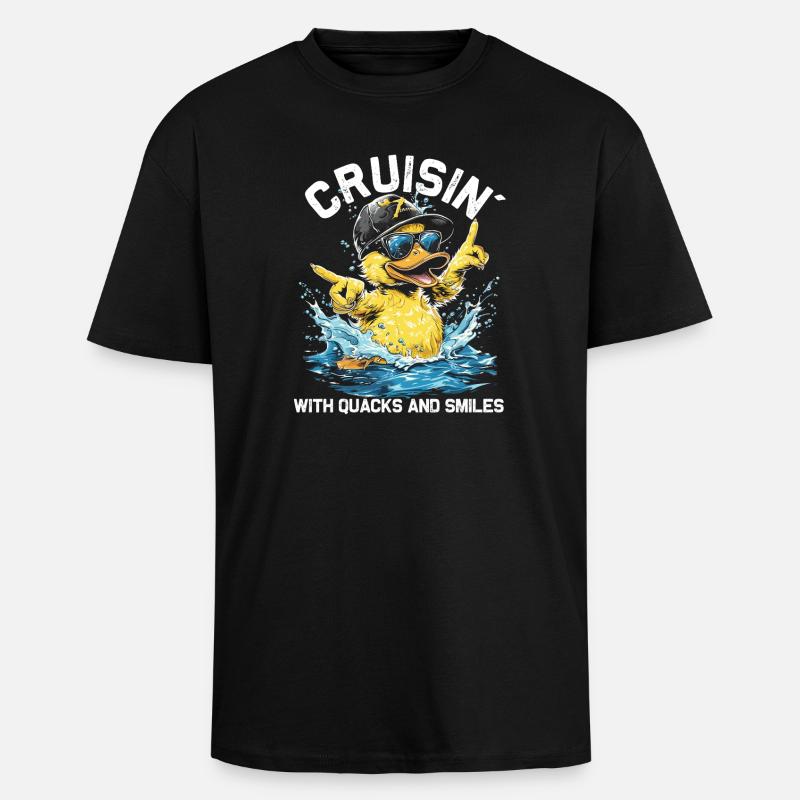 Rubber duck crew enjoys cruise - Unisex Oversized Heavyweight T-shirt - black