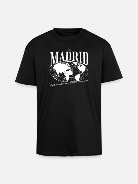 Global City Map Madrid Gift - Unisex Oversized Heavyweight T-shirt - black
