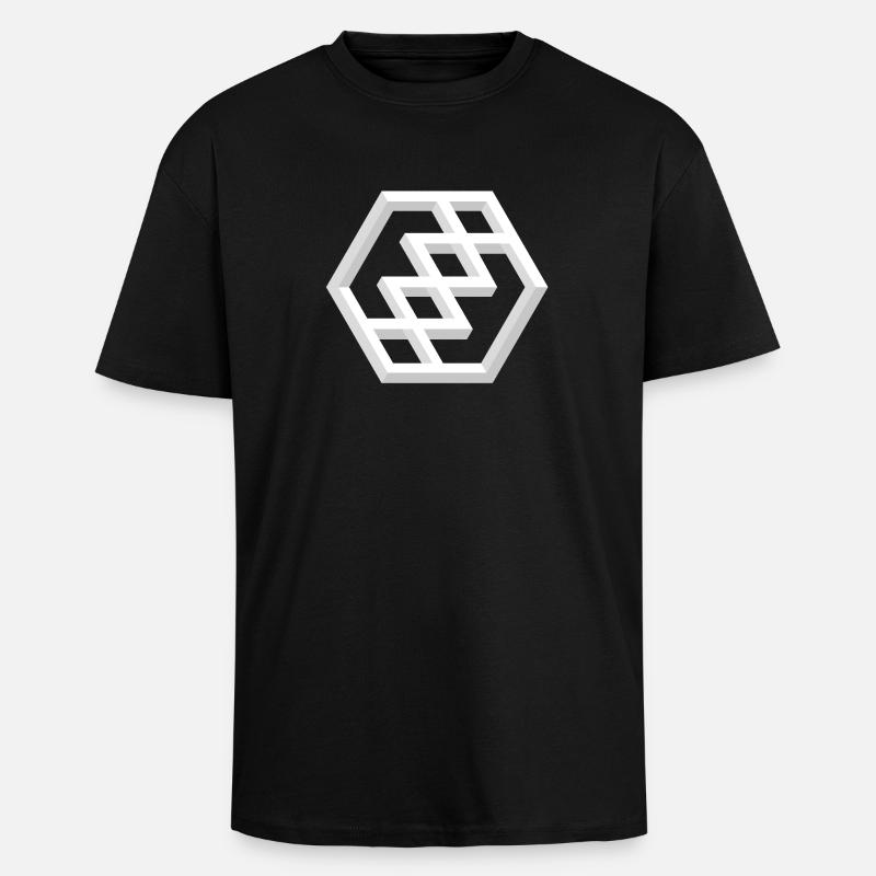 Abstract Geometric Pattern - Unisex Oversized Heavyweight T-shirt - black