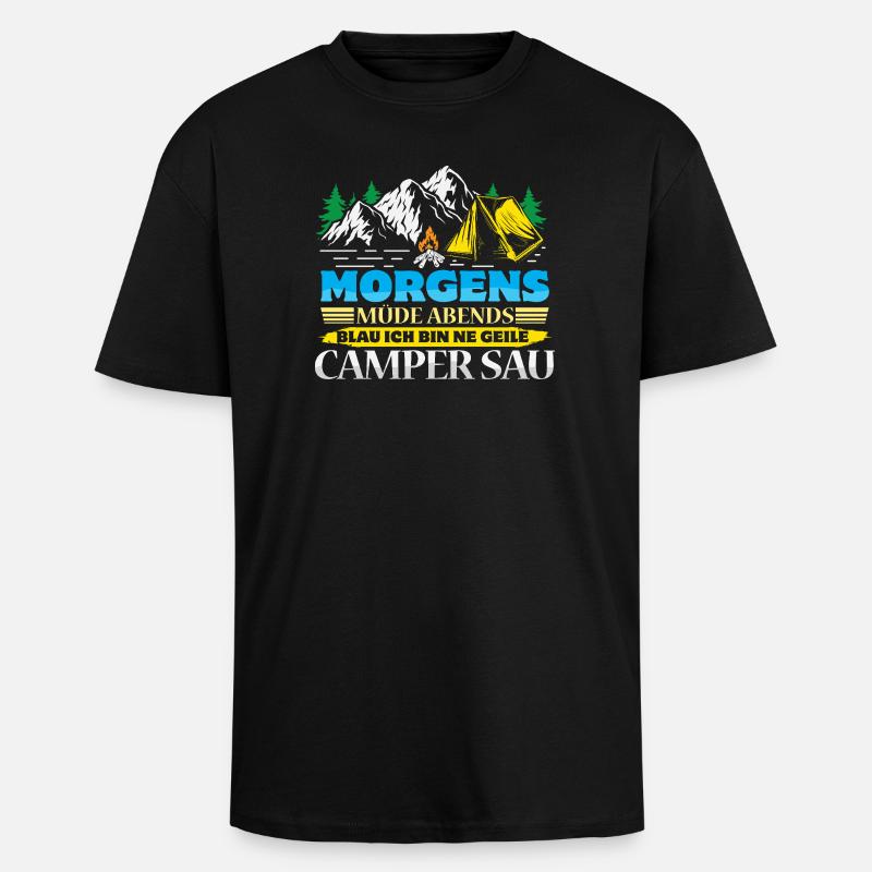 Camper Camping Caravan Saying - Unisex Oversized Heavyweight T-shirt - black
