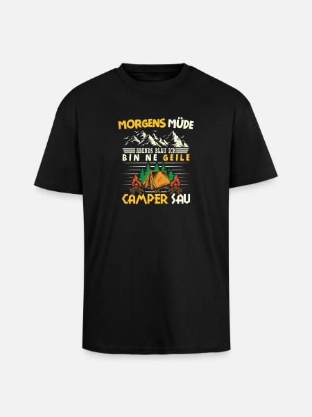 Camper Camping Caravan Saying - Unisex Oversized Heavyweight T-shirt - black
