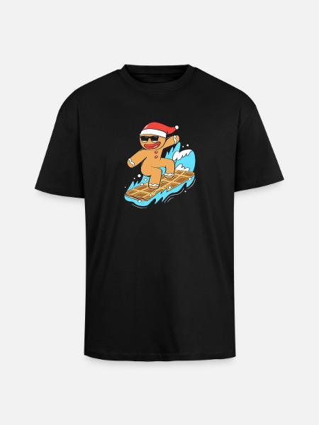 Gingerbread man Christmas gingerbread - Unisex Oversized Heavyweight T-shirt - black