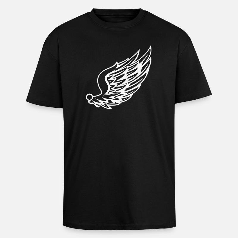 Wings with dynamic feather drawing - Unisex Oversized Heavyweight T-shirt - black