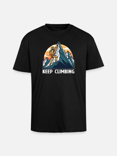 Keep Climbing Bergsteiger – Retro Bergmotiv - Oversized Heavyweight Unisex T-Shirt - Schwarz