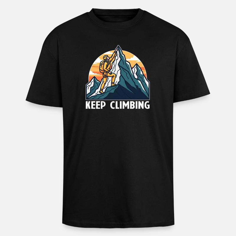 Continuer à grimper Mountaineering Design - T-shirt unisexe oversize épais - noir