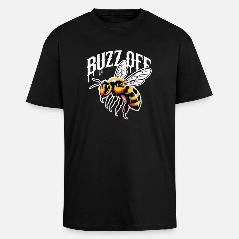 Bee Buzz Off Illustration - Unisex Oversized Heavyweight T-shirt - black