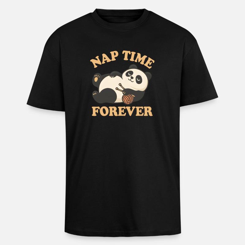 Panda – Nap Time Forever - Oversized Heavyweight Unisex T-Shirt - Schwarz