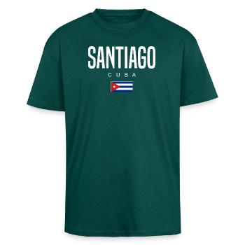 Santiago Cuba Cubans - Unisex Oversized Heavyweight T-shirt - hunter green - Front - Alina (178cm) & Michal (187cm)