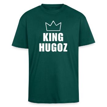 Hugoz Name mit Buchstabe H - Königskronen-Shirt - Oversized Heavyweight Unisex T-Shirt - hunter Green - Vorne - Alina (178cm) & Michal (187cm)