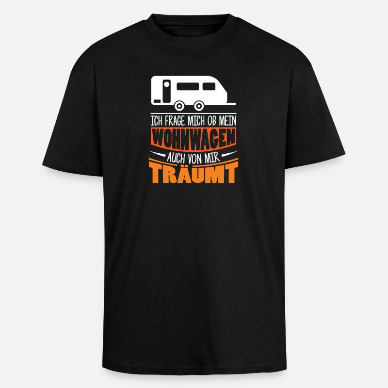 Camper Camping Caravan Saying - Unisex Oversized Heavyweight T-shirt - black