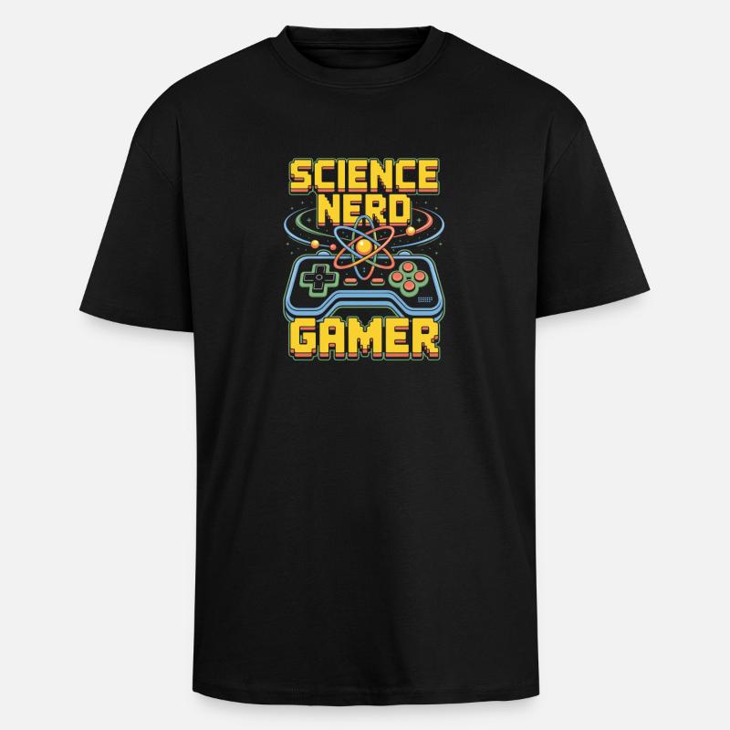Science Nerd Gamer Atom Controller Wissenschaft - Oversized Heavyweight Unisex T-Shirt - Schwarz