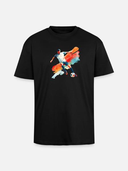 Dynamic soccer player in motion - Unisex Oversized Heavyweight T-shirt - black