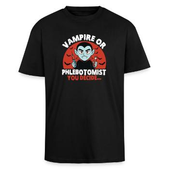 Vampir oder Phlebotomiker, du entscheidest... - Oversized Heavyweight Unisex T-Shirt - Schwarz - Vorne - Alina (178cm) & Michal (187cm)