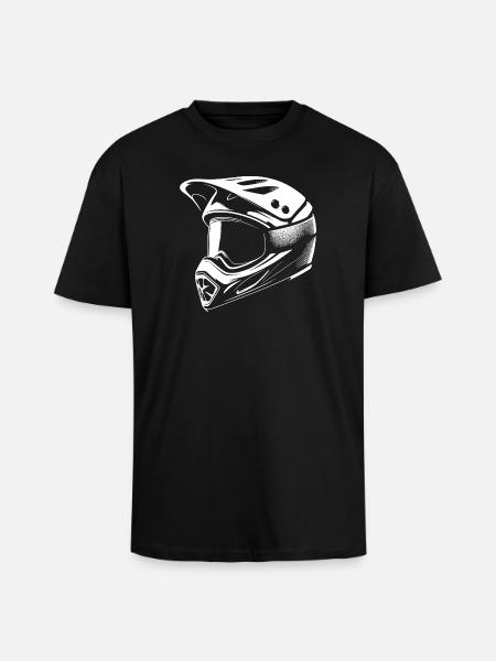 Motocross Helmet Illustration - Unisex Oversized Heavyweight T-shirt - black