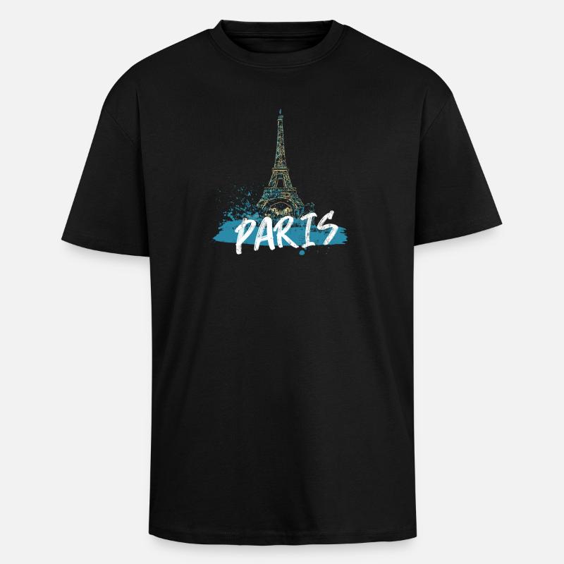 Pariser Eiffelturm mit Kalligraphie - Oversized Heavyweight Unisex T-Shirt - Schwarz