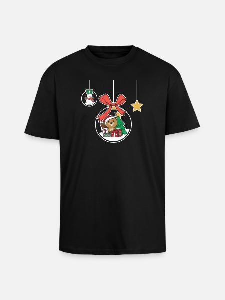 Beaver Christmas Snow Globe Beaver - Unisex Oversized Heavyweight T-shirt - black