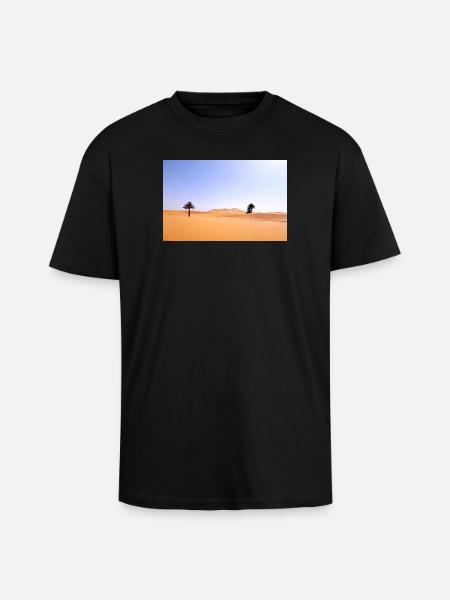 Solar Palms in Golden Desert - Unisex Oversized Heavyweight T-shirt - black