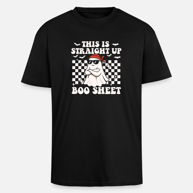 C’est carrément Boo Sheet Funny Ghost - T-shirt unisexe oversize épais - noir
