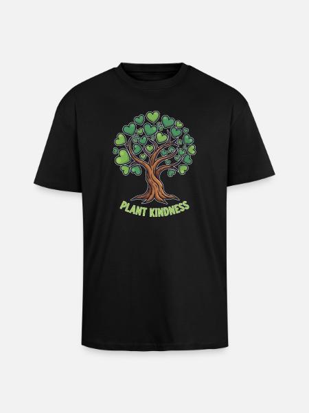 Plant Kindness Baum mit Herzblättern - Oversized Heavyweight Unisex T-Shirt - Schwarz