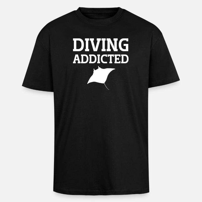 Raie manta dépendante de plongée - T-shirt unisexe oversize épais - noir