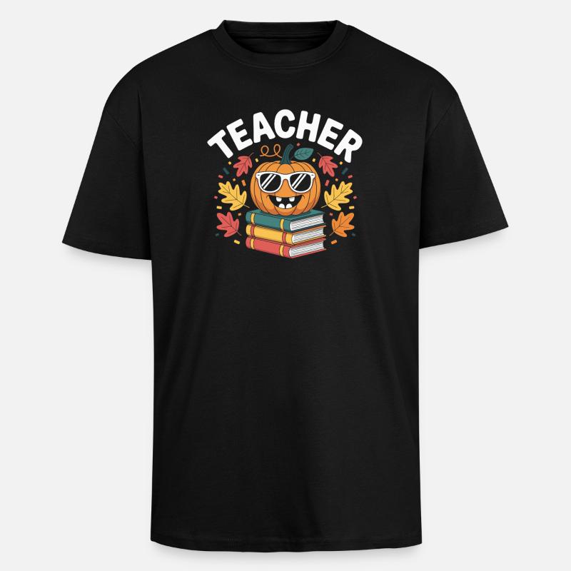 Idée cadeau professeur automne - T-shirt unisexe oversize épais - noir
