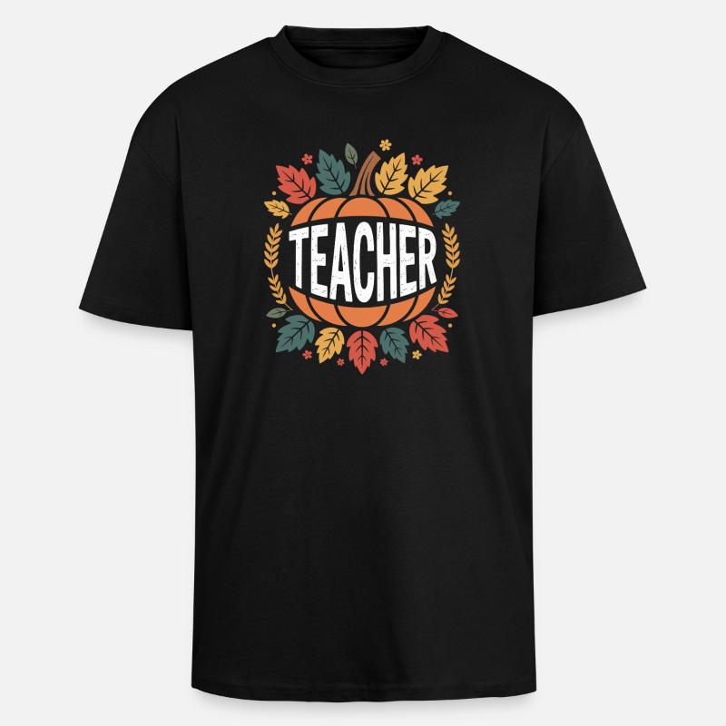 Herbstlicher Lehrer Kürbis - Oversized Heavyweight Unisex T-Shirt - Schwarz