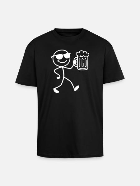 Booze Party Beer Stick Figure - Unisex Oversized Heavyweight T-shirt - black