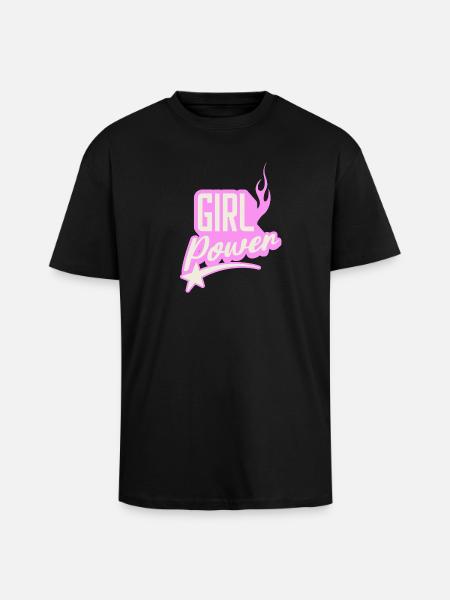 Girl Power suiker roze vlammend grafisch ontwerp - Unisex oversized T-shirt van zware kwaliteit - zwart