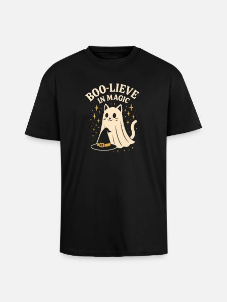 Katzengeist Zauberhaftes Halloween Design - Oversized Heavyweight Unisex T-Shirt - Schwarz