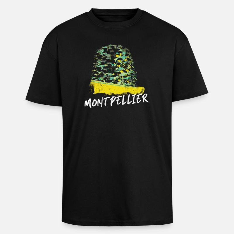 Montpellier Dynamic Colours in Architecture - Unisex Oversized Heavyweight T-shirt - black