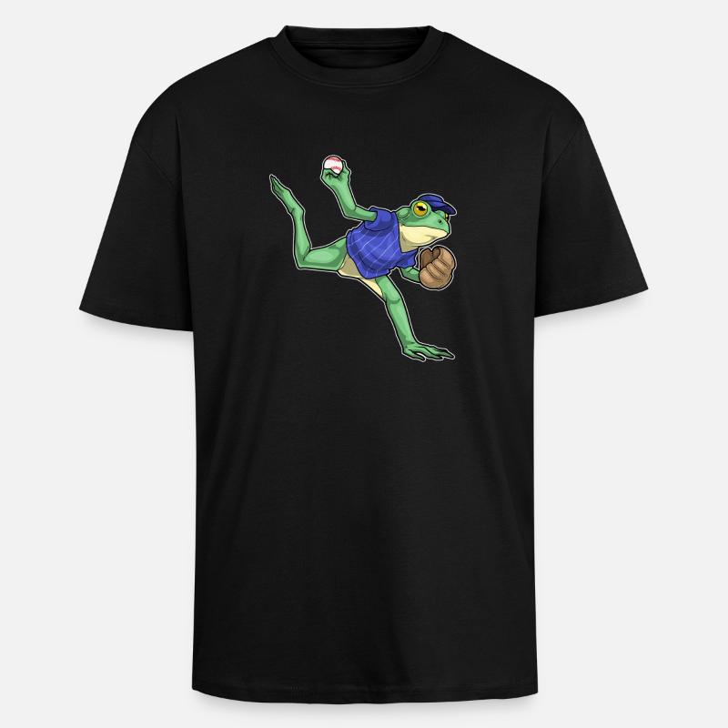 Frog Baseball Gant de baseball - T-shirt unisexe oversize épais - noir