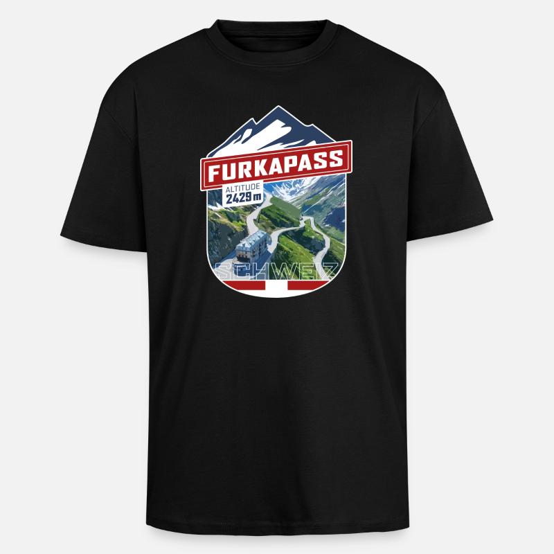 Sticker_CH_Furka - Oversized Heavyweight Unisex T-Shirt - Schwarz