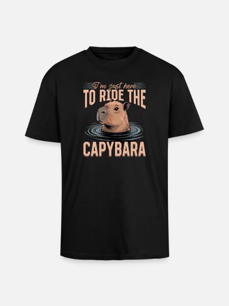 Funny aesthetic Kawaii Capybara - Oversized Heavyweight Unisex T-Shirt - Schwarz