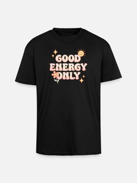 Good Energy Only – retro pastel vibes - Unisex Oversized Heavyweight T-shirt - black