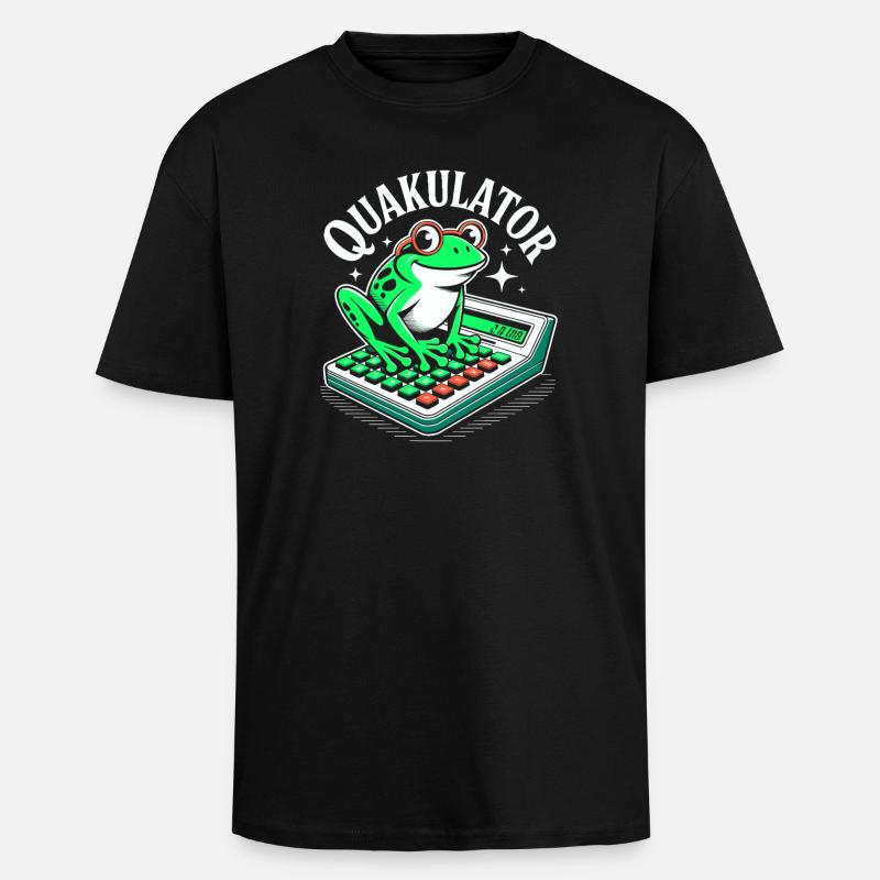 Funny Saying Math Frog Calculator - Unisex Oversized Heavyweight T-shirt - black