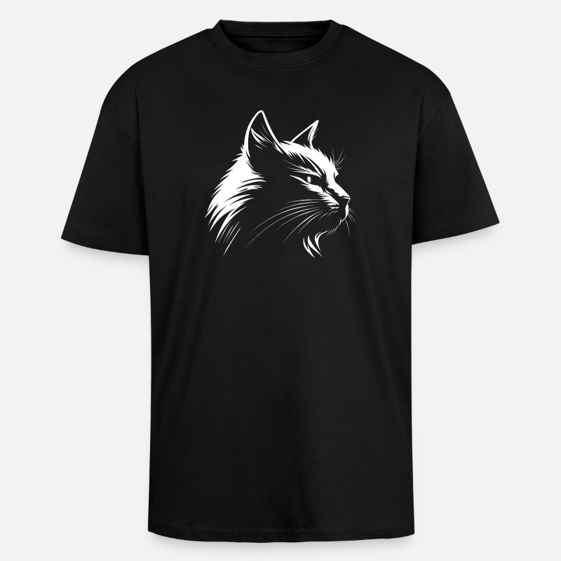 Blanc chat :-) - T-shirt unisexe oversize épais - noir