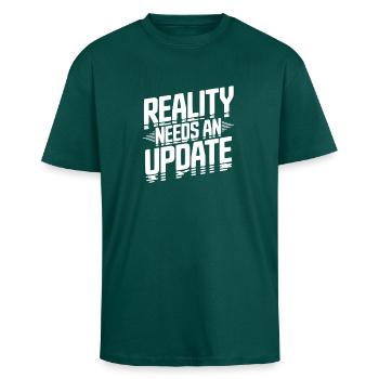 Reality Needs an Update - Unisex Oversized Heavyweight T-shirt - hunter green - Front - Alina (178cm) & Michal (187cm)